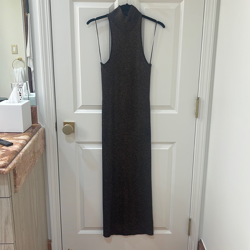 A.L.C Turtleneck Sleeveless Ribbed Bronze Dress - Size Small